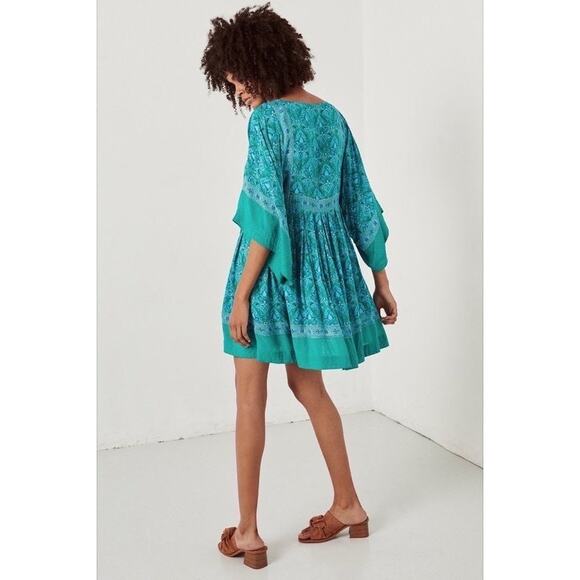 NWT SPELL DESIGNS & THE GYPSY COLLECTIVE TURQUOISE JEWEL TUNIC DRESS EMERALD XS - Picture 10 of 13